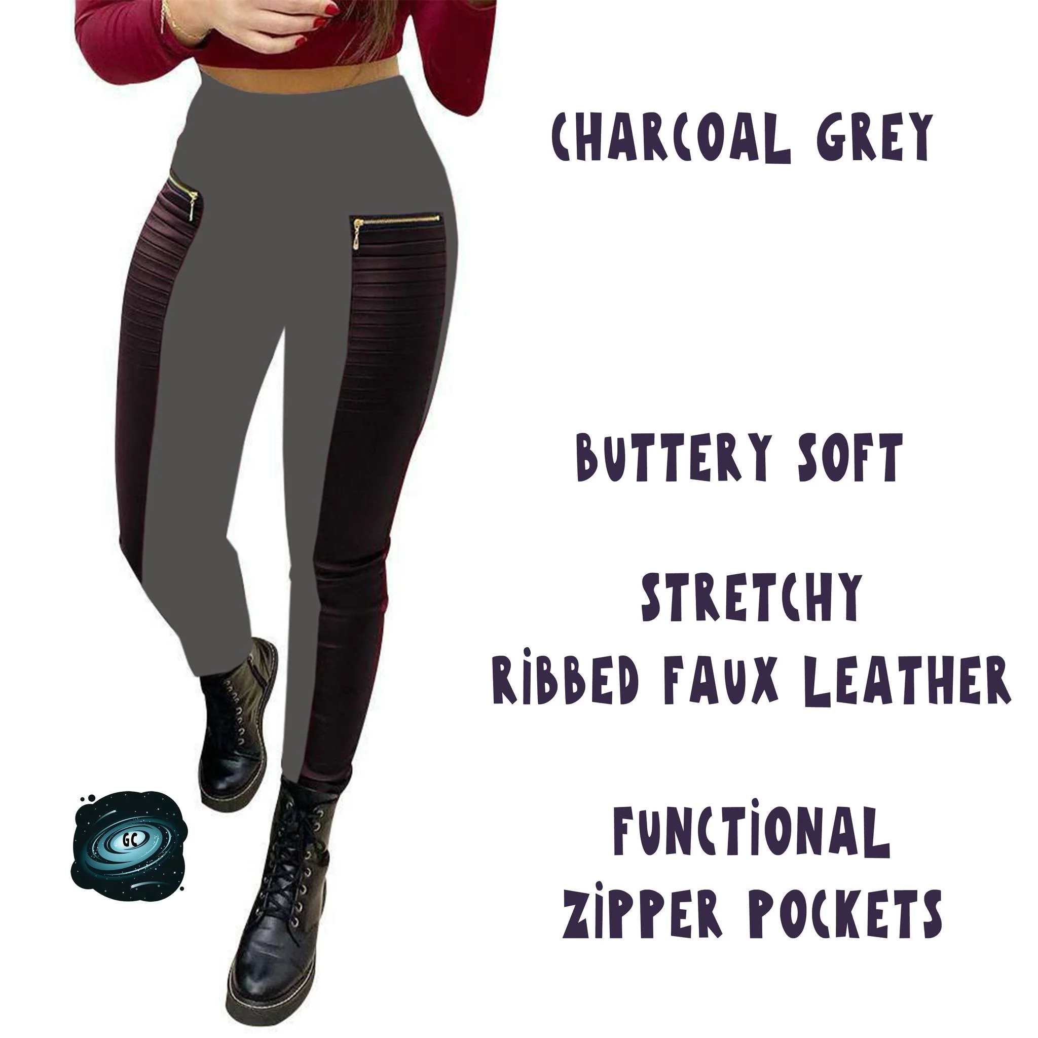 RIBBED FAUX LEATHER ZIPPER LEGGING - Image 8